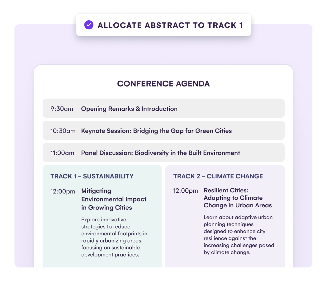 Smooth abstract selection and agenda scheduling with EventsAir