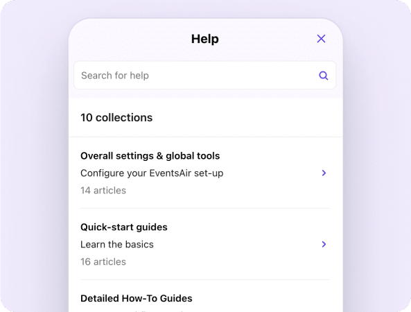 Integrated Help Center for event support with EventsAir (1)